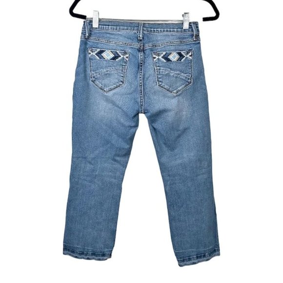 Driftwood Colette Blue Denim Embroidered Cropped Jeans - Picture 1 of 10